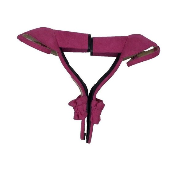 Unisa UnDiara Sandals Pink Fuchsia Ruffle Ankle Strap Heel Barbie BratzSz 6.5 M - Picture 3 of 16